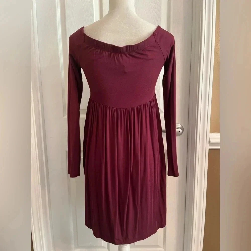 MTS Off the Shoulder Babydoll Burgundy Wine Color Dress size Small. NWT - Picture 4 of 11